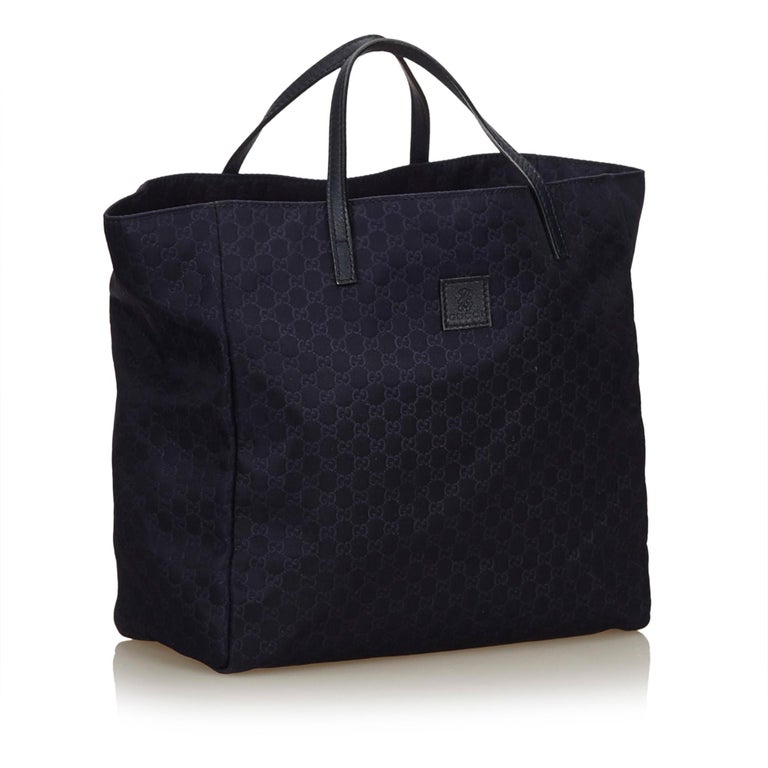 Gucci Blue Navy Nylon Fabric Guccissima Tote Bag Italy w/ Dust Bag at ...
