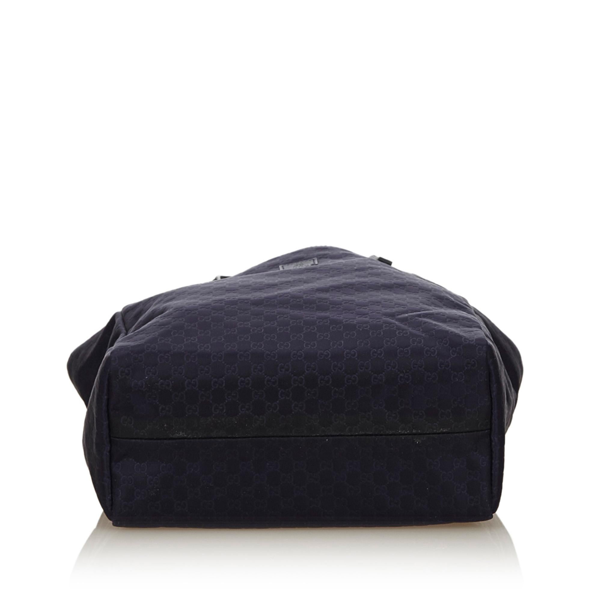 Gucci Blue Navy Nylon Fabric Guccissima Tote Bag Italy w/ Dust Bag In Good Condition In Orlando, FL