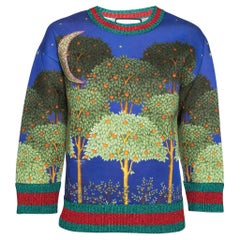 Gucci Blue Night Garden Print Cotton Crew Neck Sweatshirt S