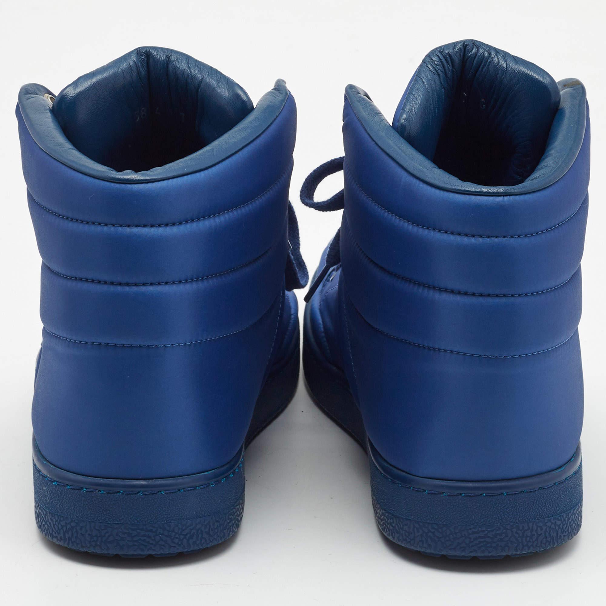 Gucci Blue Nylon Coda High Top Sneakers Size 41.5 For Sale 1