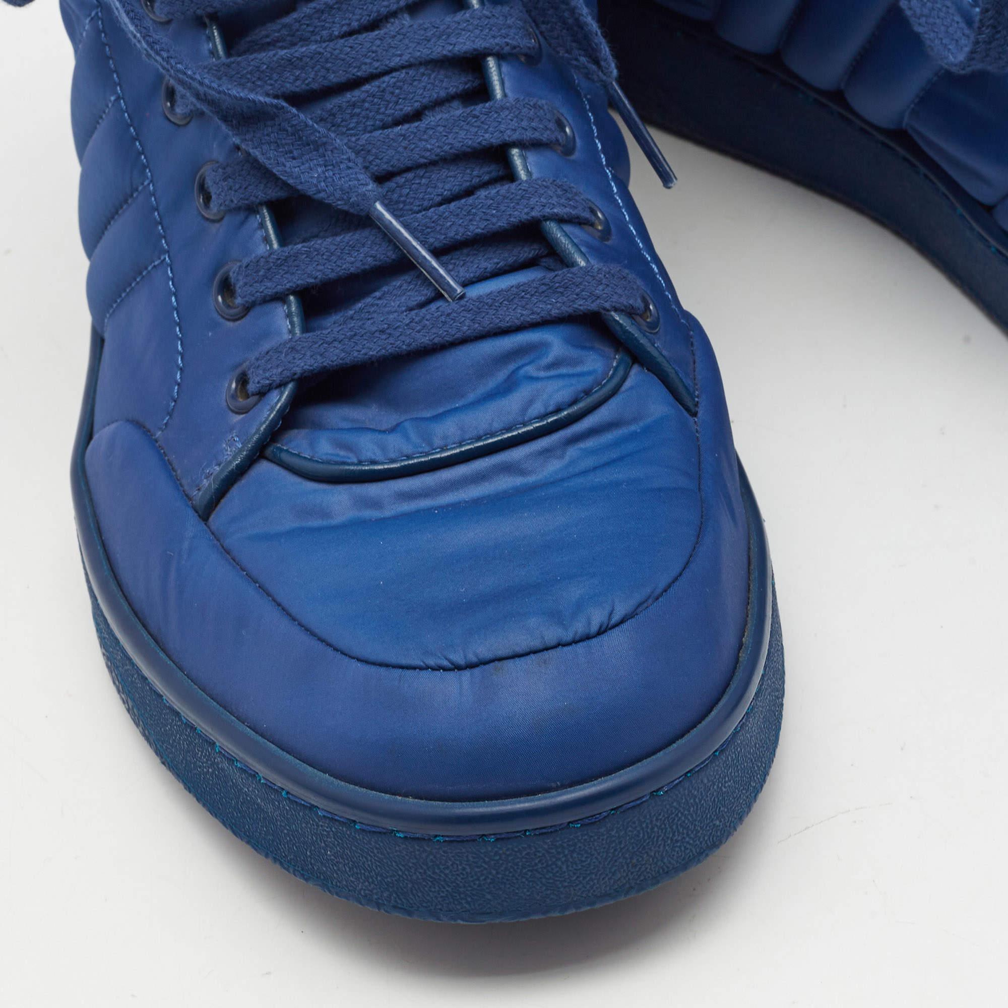 Gucci Blue Nylon Coda High Top Sneakers Size 41.5 For Sale 3