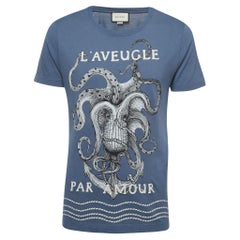 Used Gucci Blue Octopus Printed Cotton T-Shirt XS