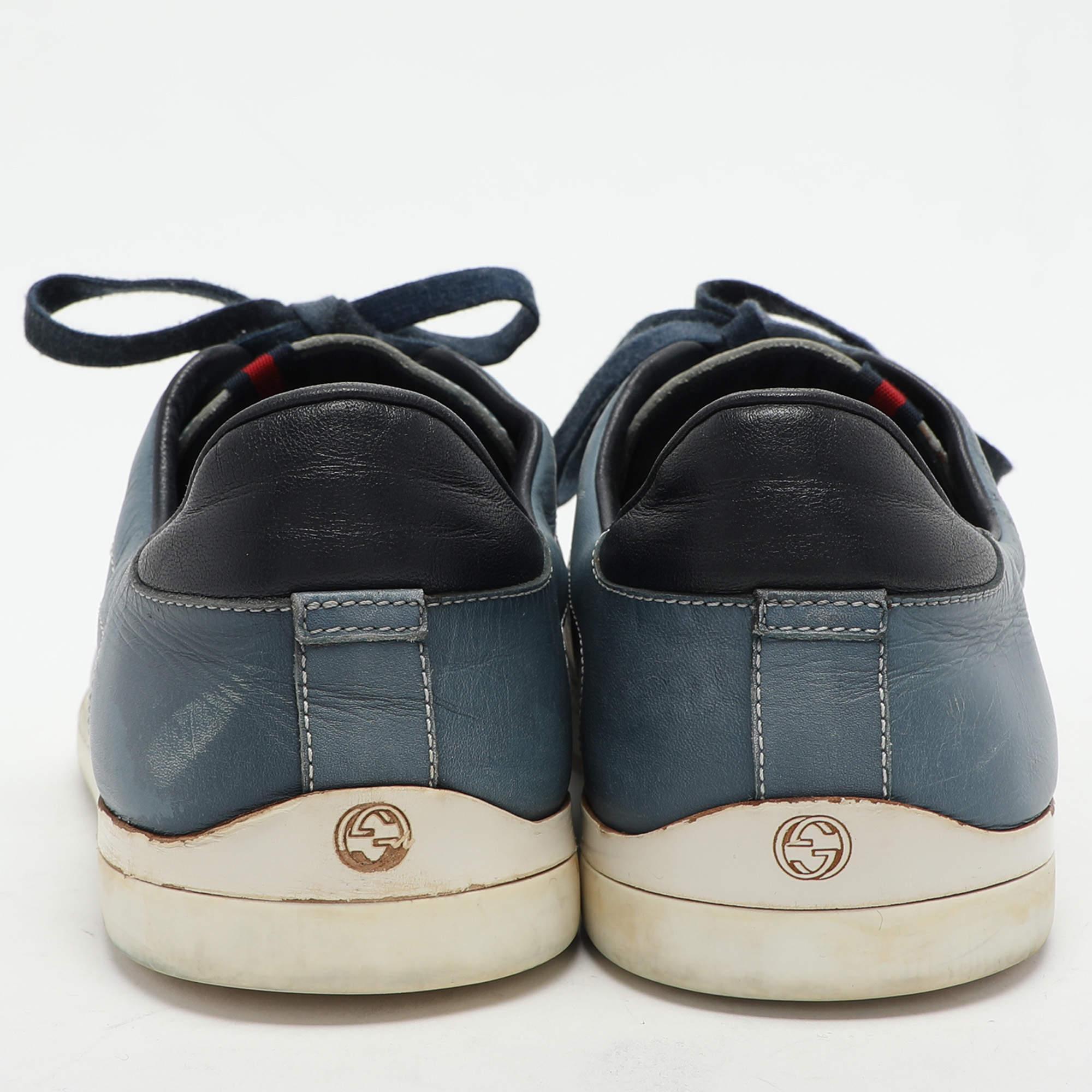Blau Ombre Leder Low Top Turnschuhe von Gucci Größe 41,5 Herren im Angebot