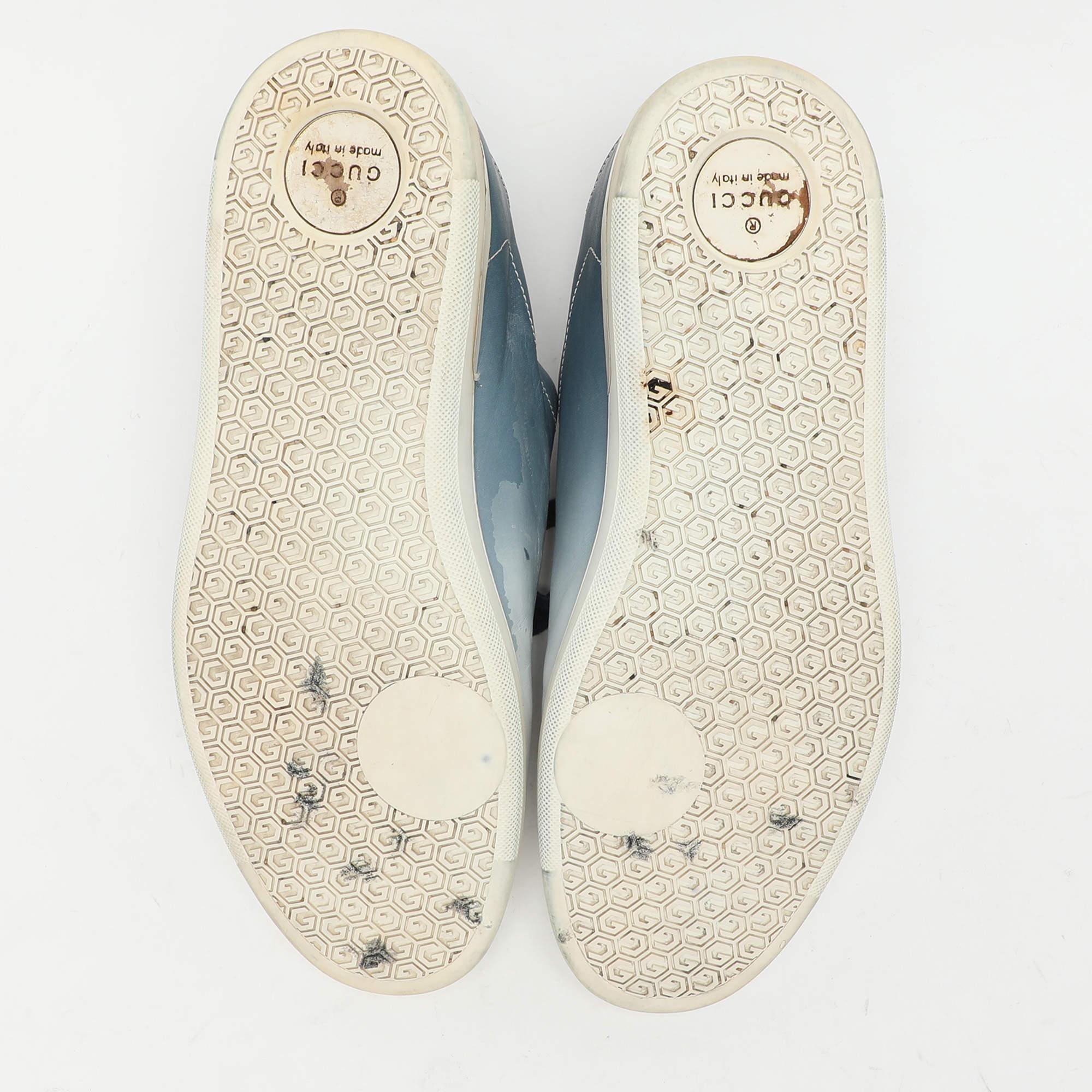 Blau Ombre Leder Low Top Turnschuhe von Gucci Größe 41,5 im Angebot 1