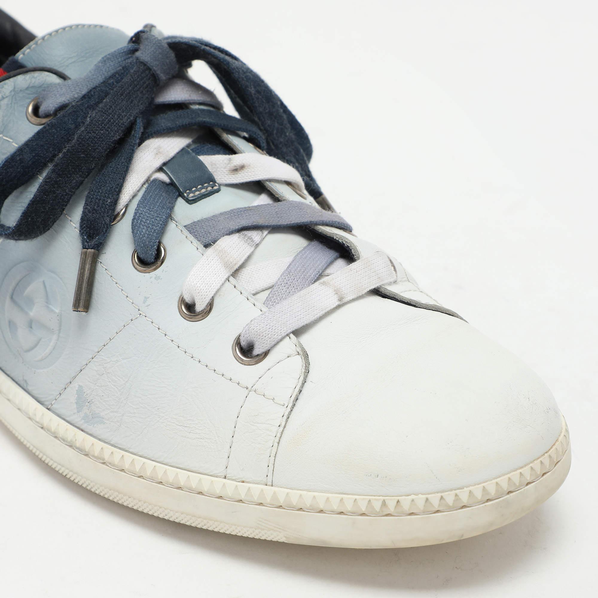 Blau Ombre Leder Low Top Turnschuhe von Gucci Größe 41,5 im Angebot 2