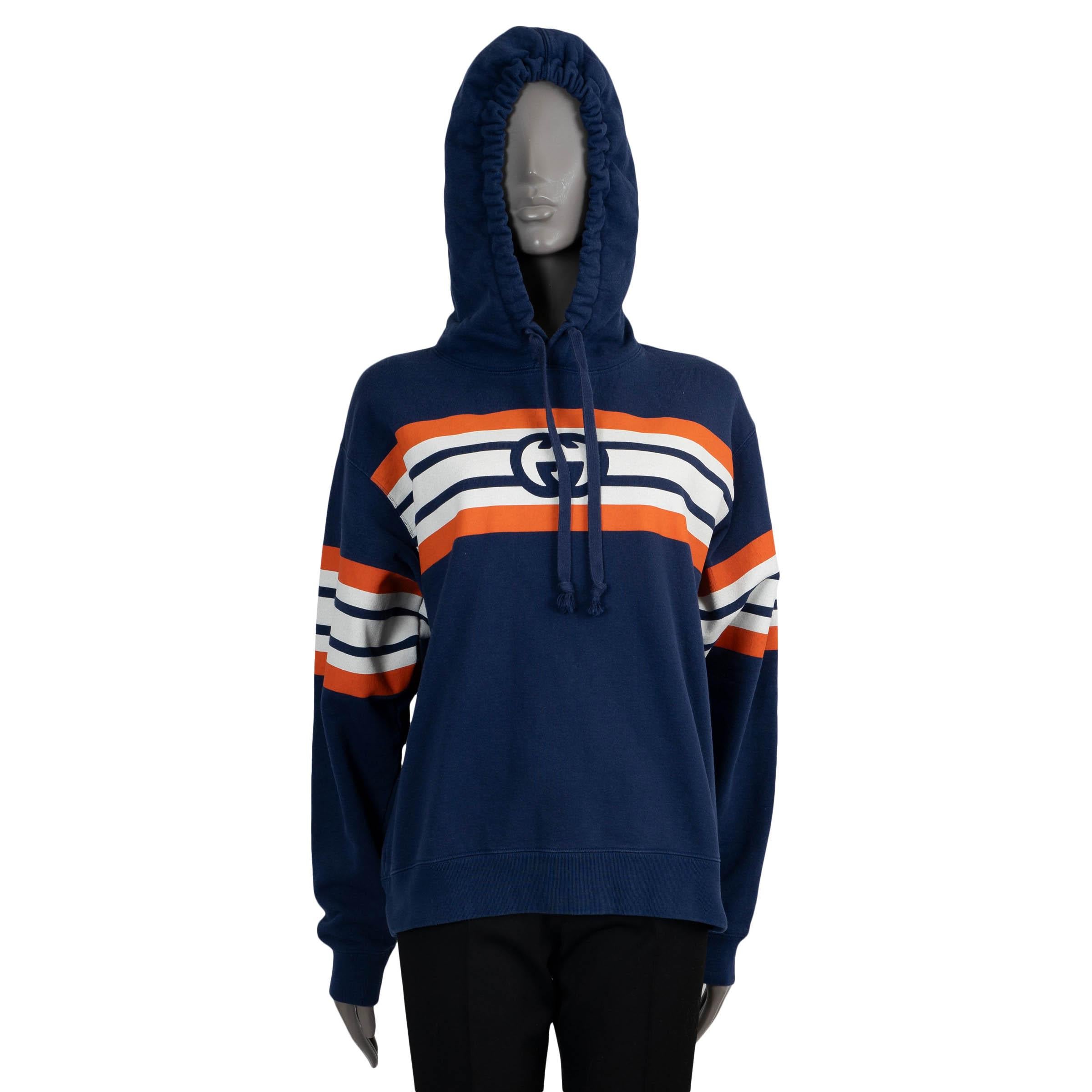 Gucci Felpa blu e arancione in cotone 2021 con strisce GG XS In condizioni ottime in vendita a Zürich, CH