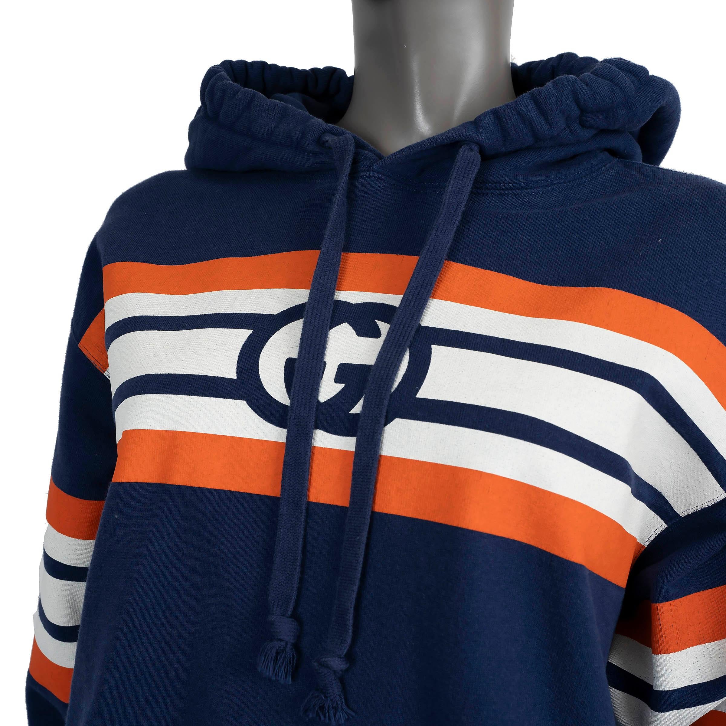 Gucci Felpa blu e arancione in cotone 2021 con strisce GG XS in vendita 1