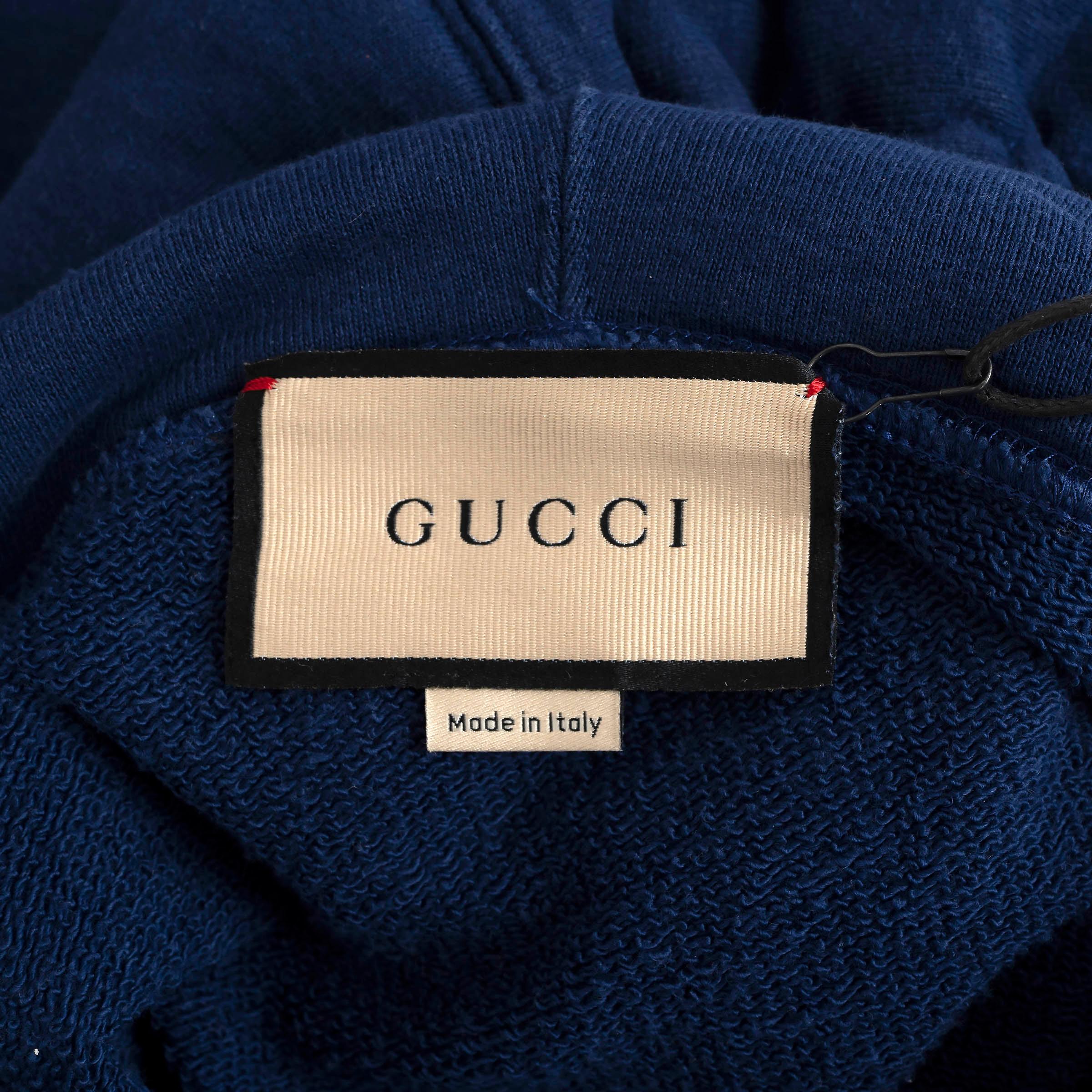 Gucci Felpa blu e arancione in cotone 2021 con strisce GG XS in vendita 2