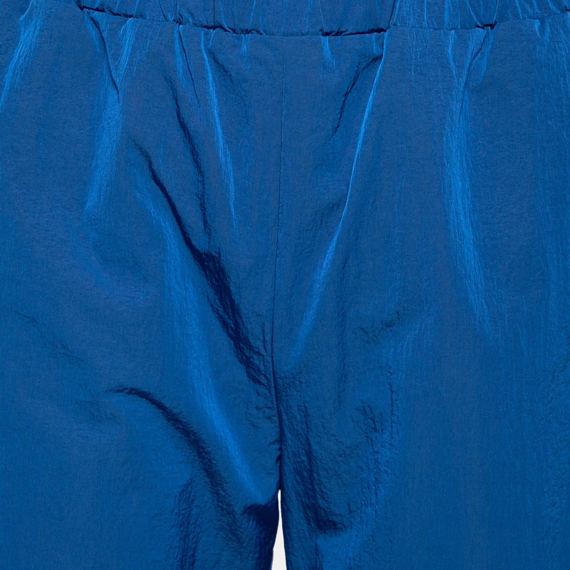 Gucci Blue & Orange Paneled Synthetic Track Pants M In Excellent Condition For Sale In Dubai, Al Qouz 2