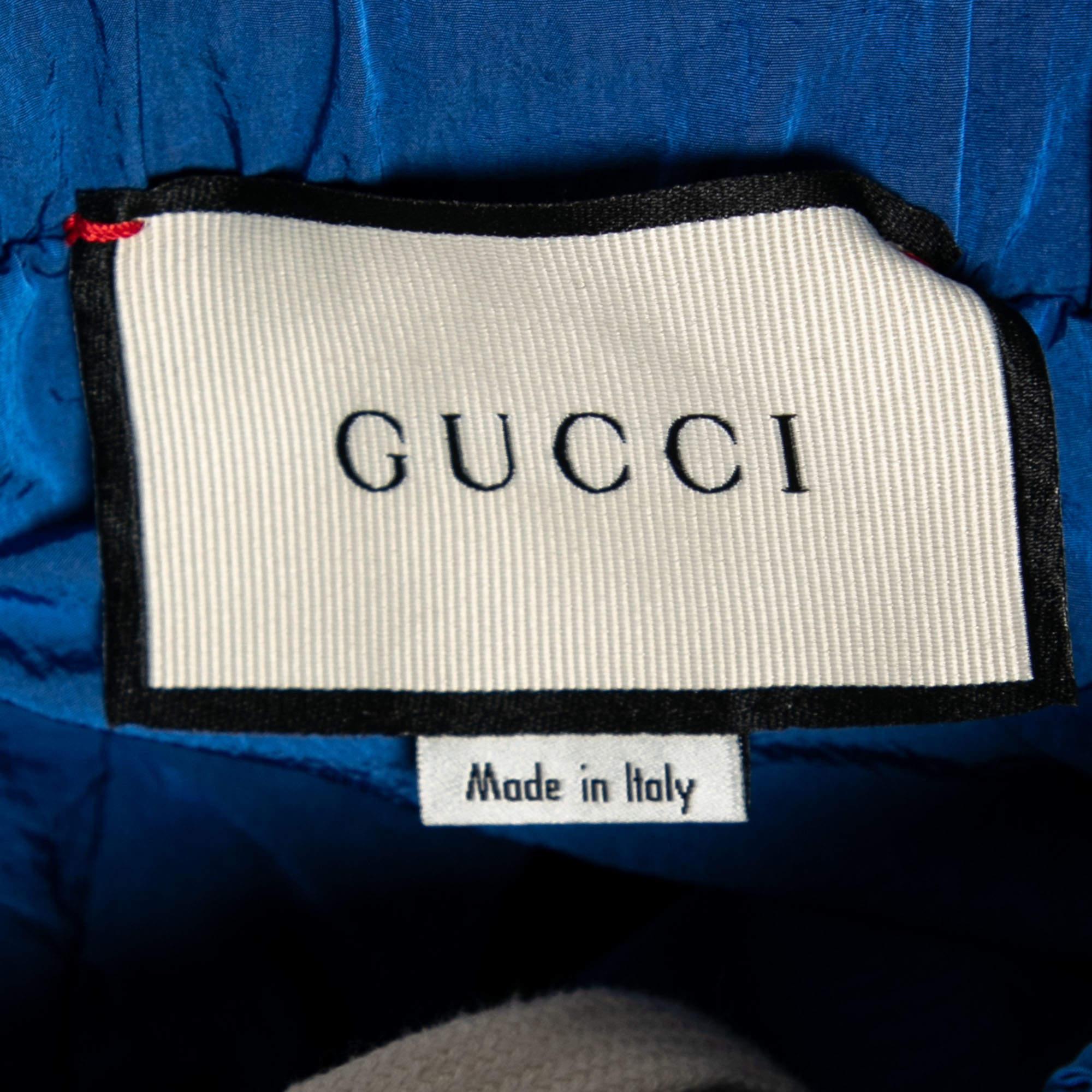 Men's Gucci Blue & Orange Paneled Synthetic Track Pants M For Sale