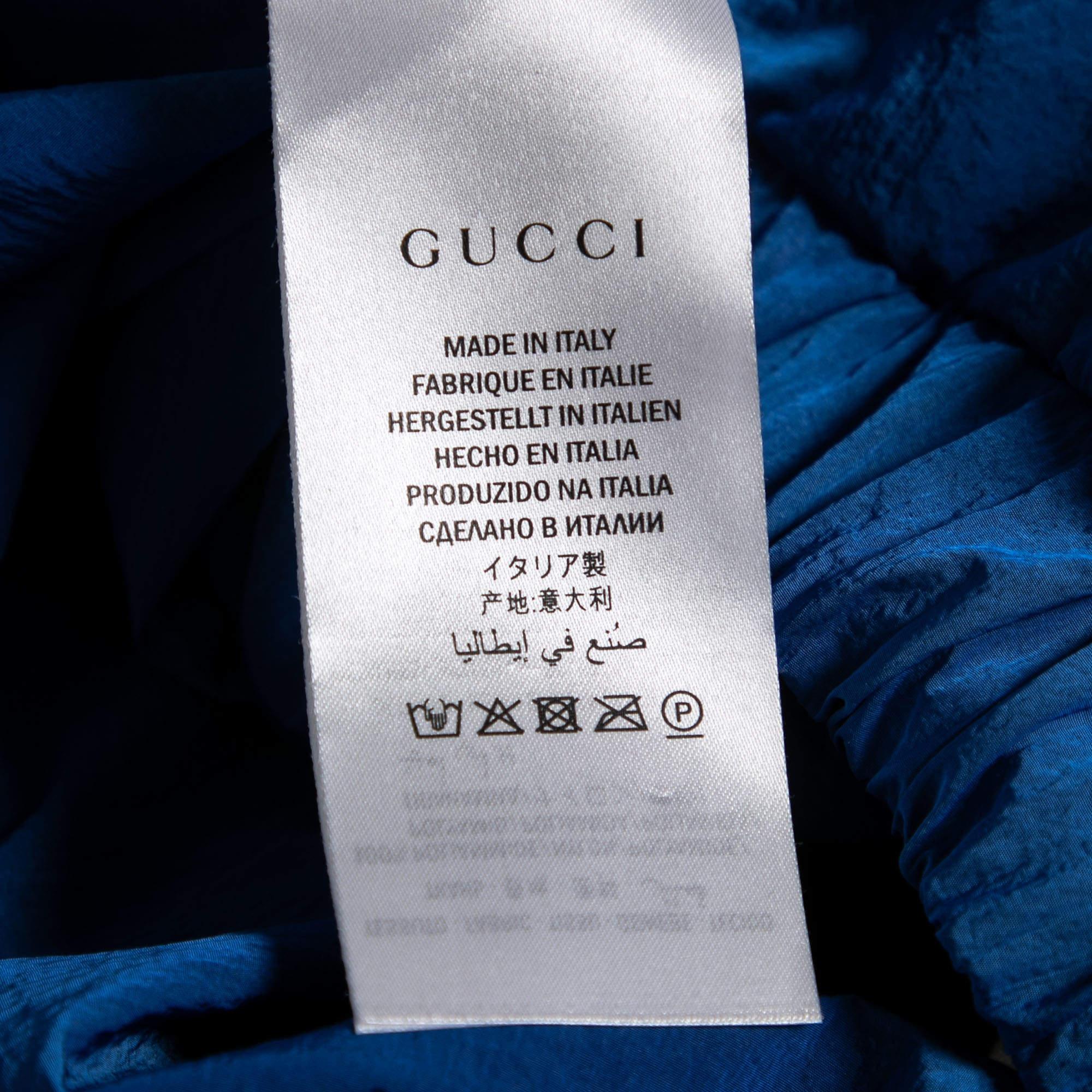 Gucci Blue & Orange Paneled Synthetic Track Pants M For Sale 1