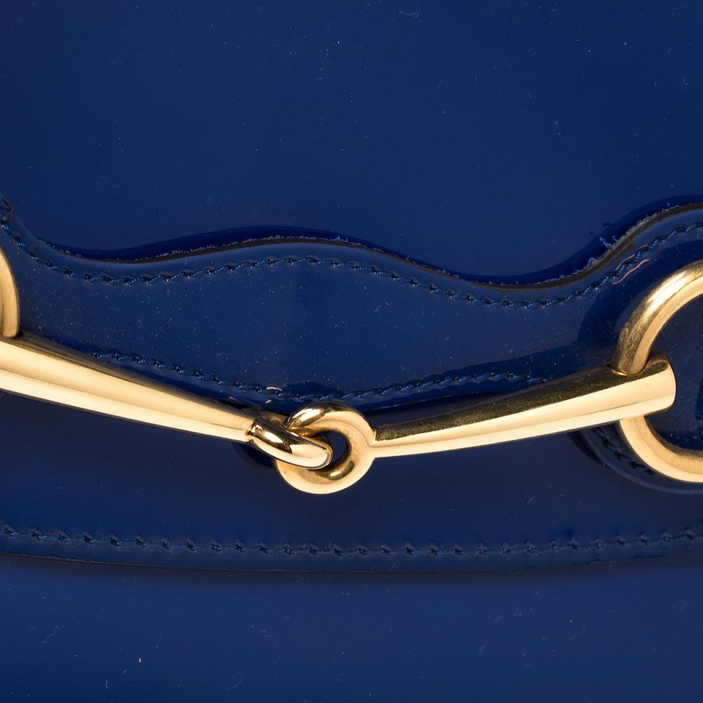Gucci Blue Patent Leather Large Bright Bit Shoulder Bag 3