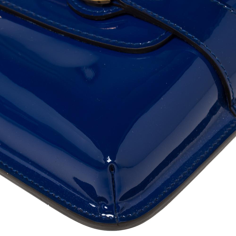 Gucci Blue Patent Leather Large Bright Bit Shoulder Bag 4