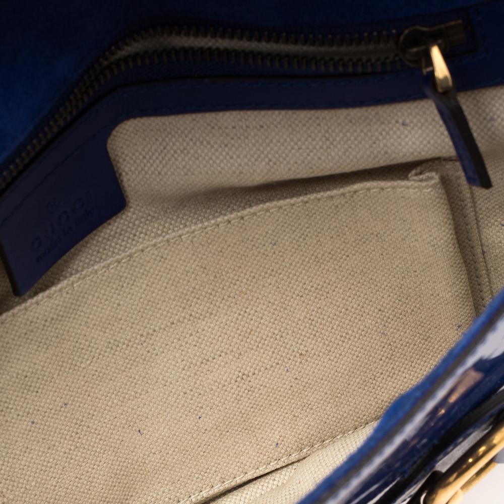 Gucci Blue Patent Leather Large Bright Bit Shoulder Bag 2