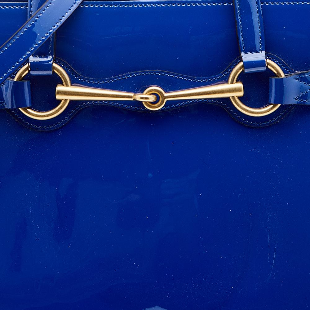 Gucci Blue Patent Leather Large Bright Bit Tote 7