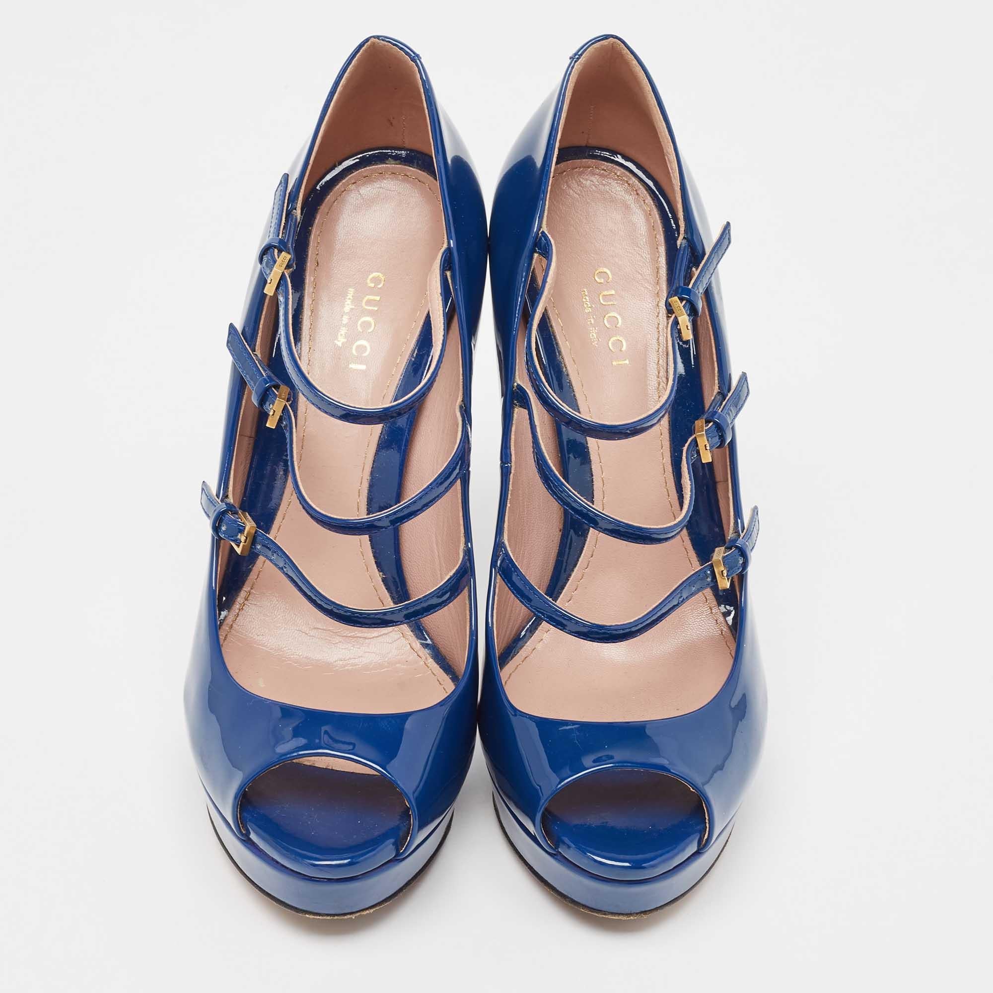 Blu Gucci Pumps Lisbeth in vernice blu misura 37,5 in vendita