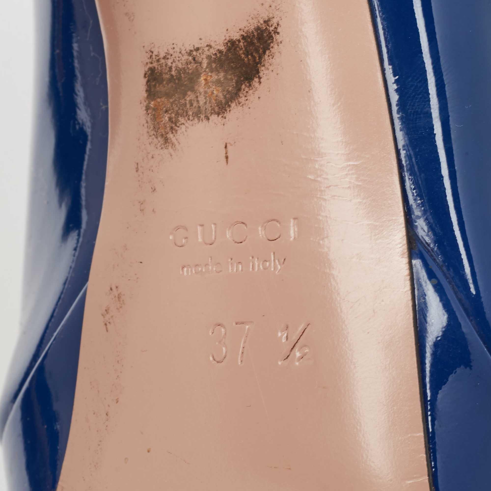 Gucci Pumps Lisbeth in vernice blu misura 37,5 in vendita 2