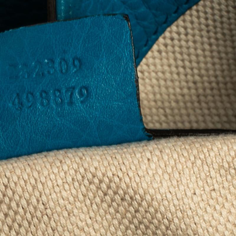 Gucci Blue Pebbled Leather Medium Soho Tote 4