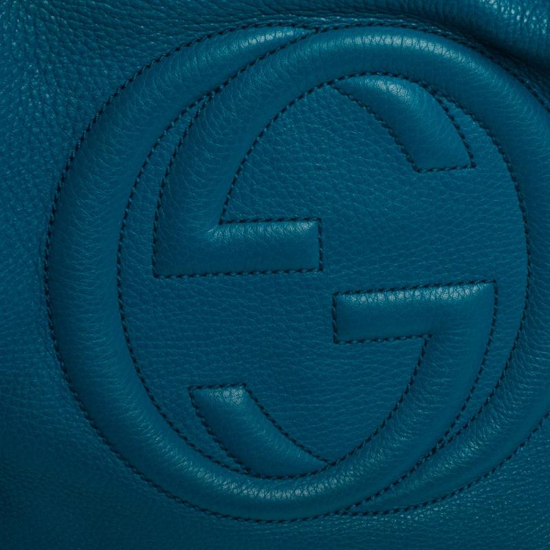 Gucci Blue Pebbled Leather Medium Soho Tote 3