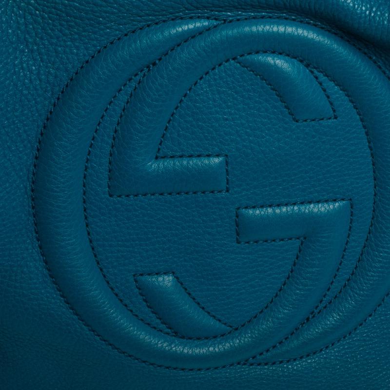 Gucci Blue Pebbled Leather Medium Soho Tote 3