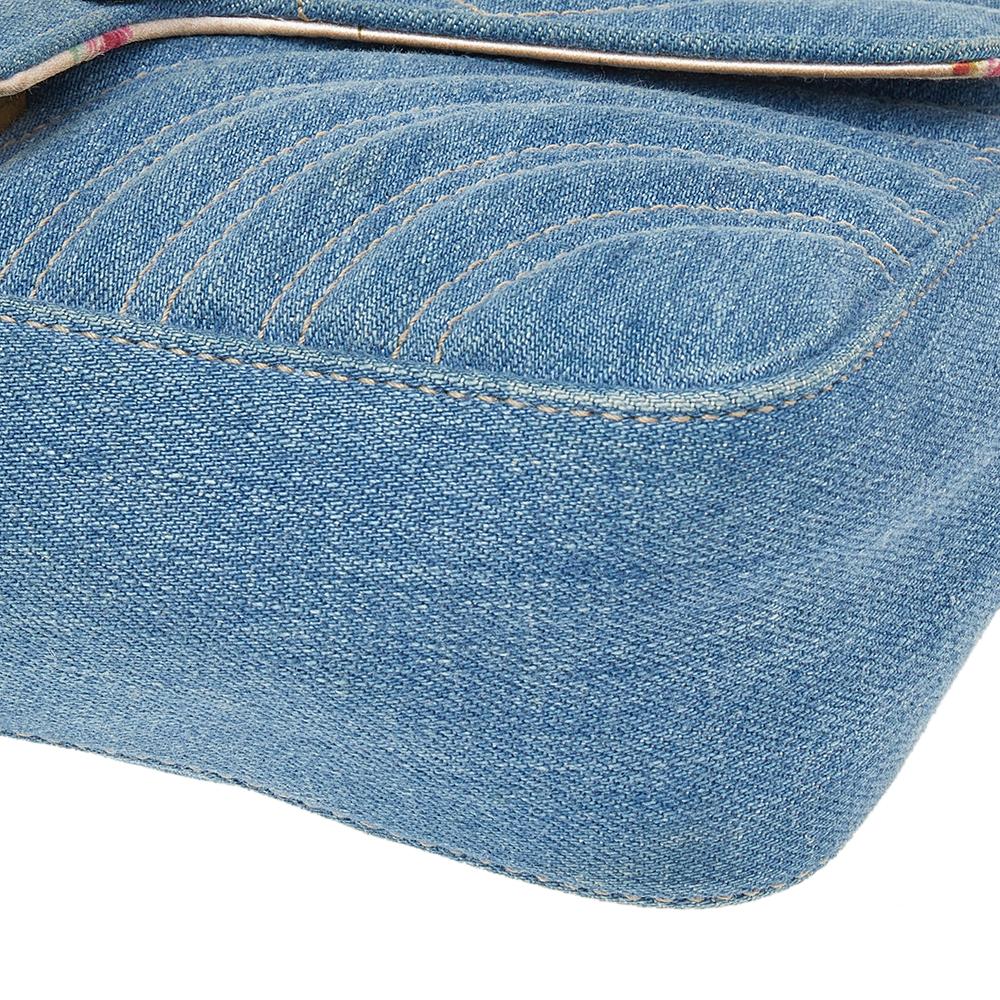Gucci Blue Quilted Denim Pearl GG Marmont Shoulder Bag 2