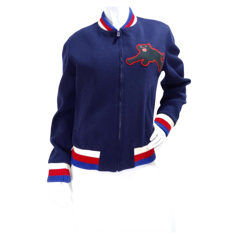 Gucci Blue and Red Bomber Jacket at 1stDibs | gucci jacket blue red white, gucci a midnight-blue bomber jacket with red blue stripes at the waistband and cuffs, gucci midnight