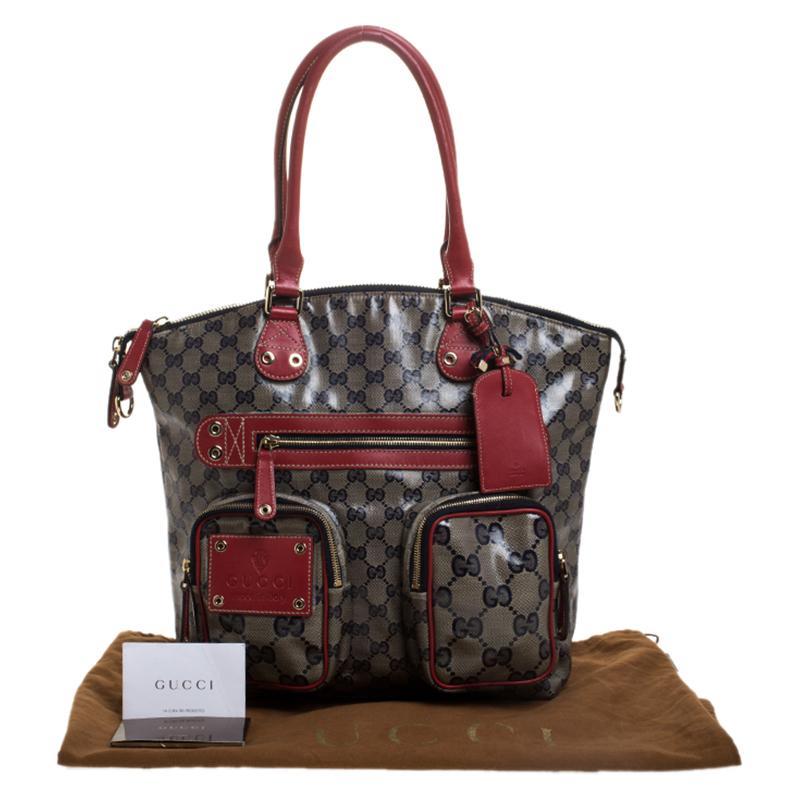 Gucci Blue/Red GG Crystal Coated Canvas Medium Voyager Tote 7