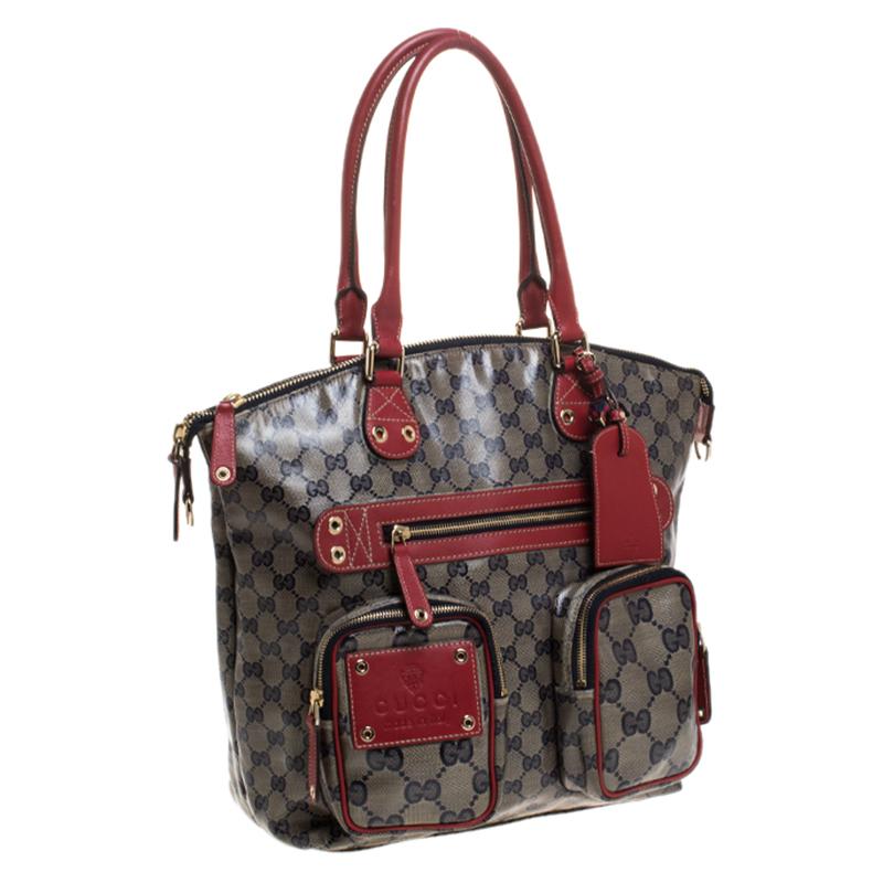 Gucci Blue/Red GG Crystal Coated Canvas Medium Voyager Tote 2