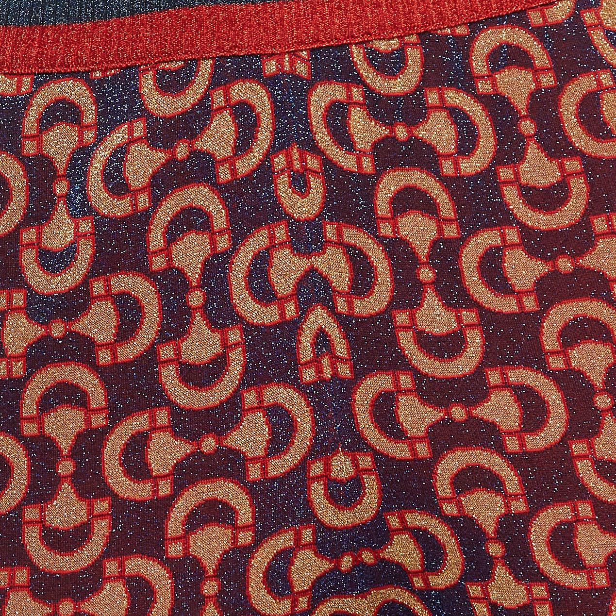 Marron Pantalon court Gucci bleu/rouge à motif mors de cheval, taille M en vente