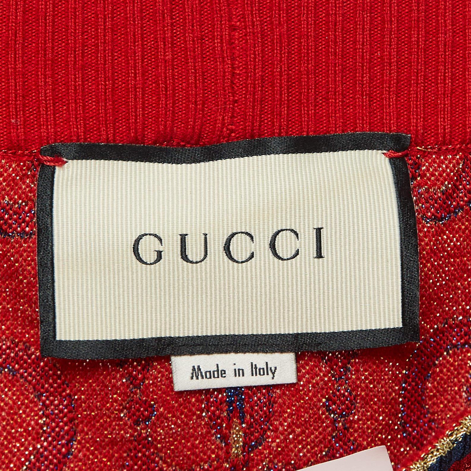 Pantalon court Gucci bleu/rouge à motif mors de cheval, taille M Bon état - En vente à Dubai, Al Qouz 2