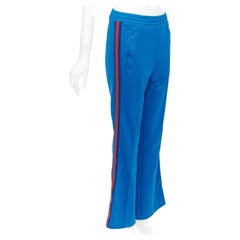 GUCCI blue red webbing trims flare cropped track pants S