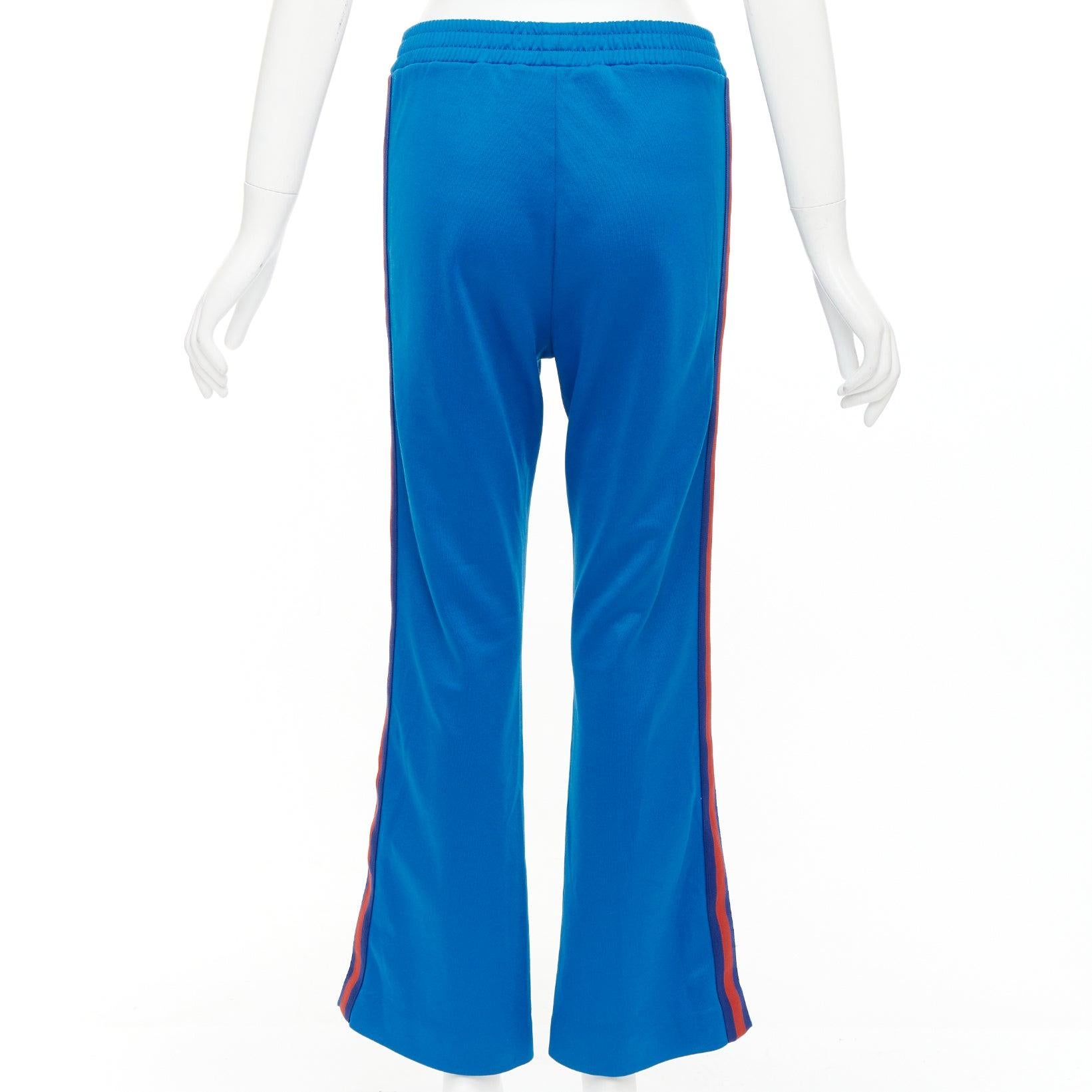 Women's GUCCI blue red webbing trims flare cropped track pants S For Sale