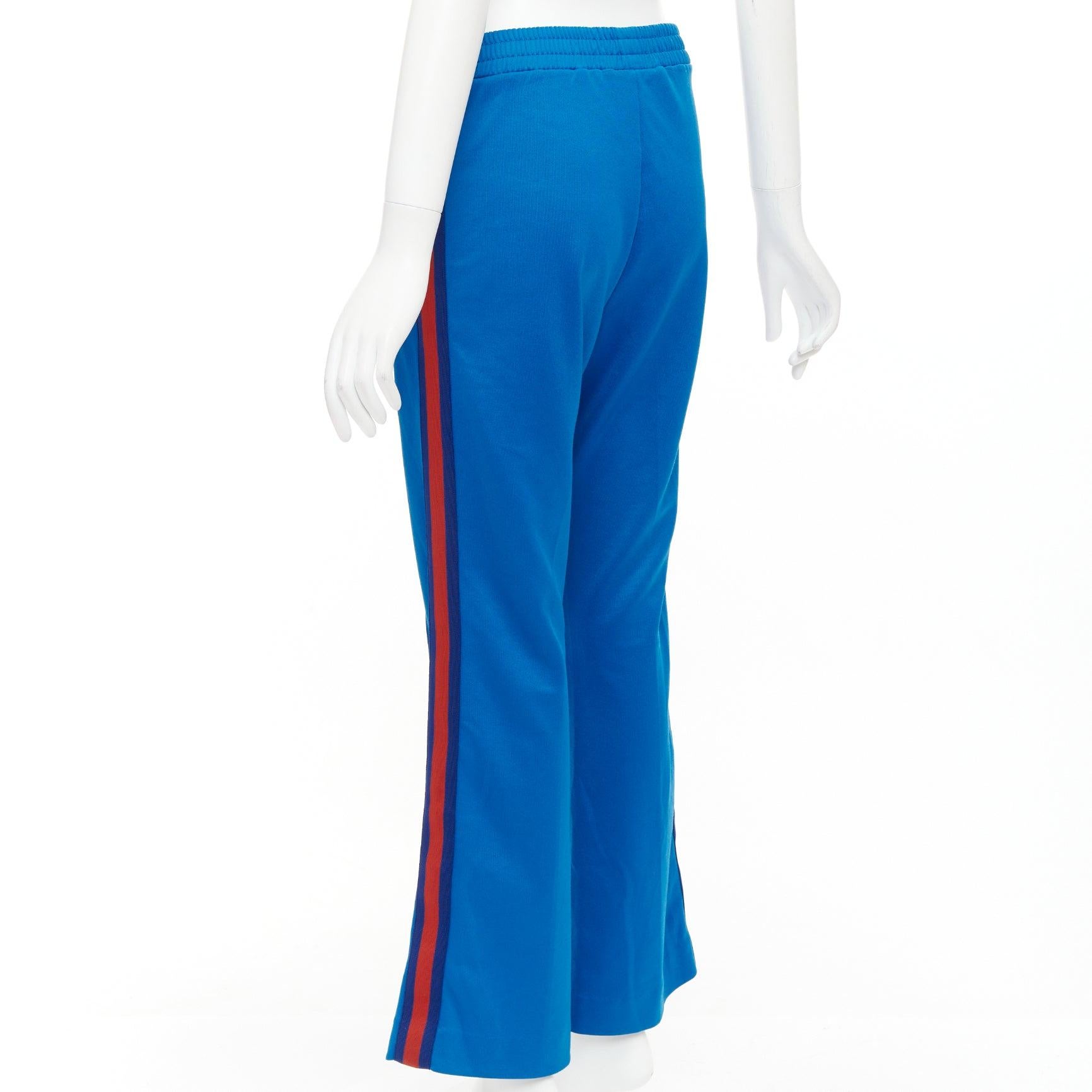 GUCCI blue red webbing trims flare cropped track pants S For Sale 1