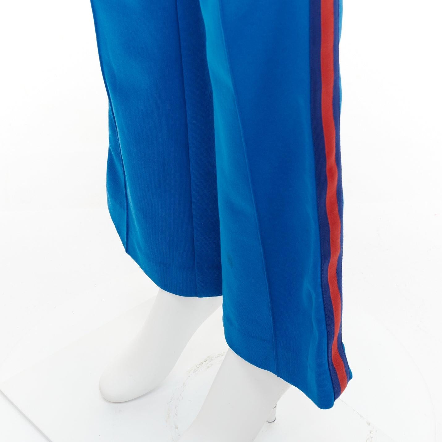 GUCCI blue red webbing trims flare cropped track pants S For Sale 2