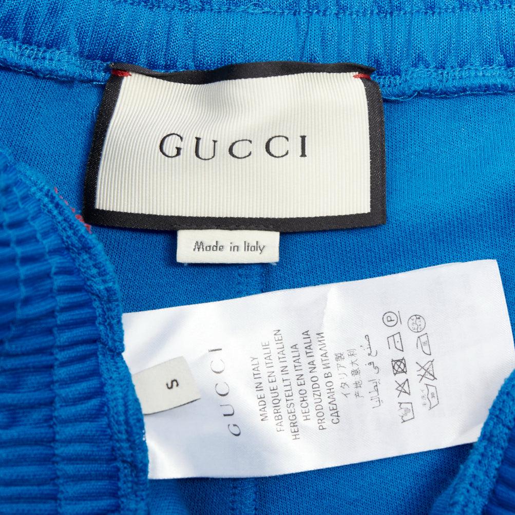 GUCCI blue red webbing trims flare cropped track pants S For Sale 3