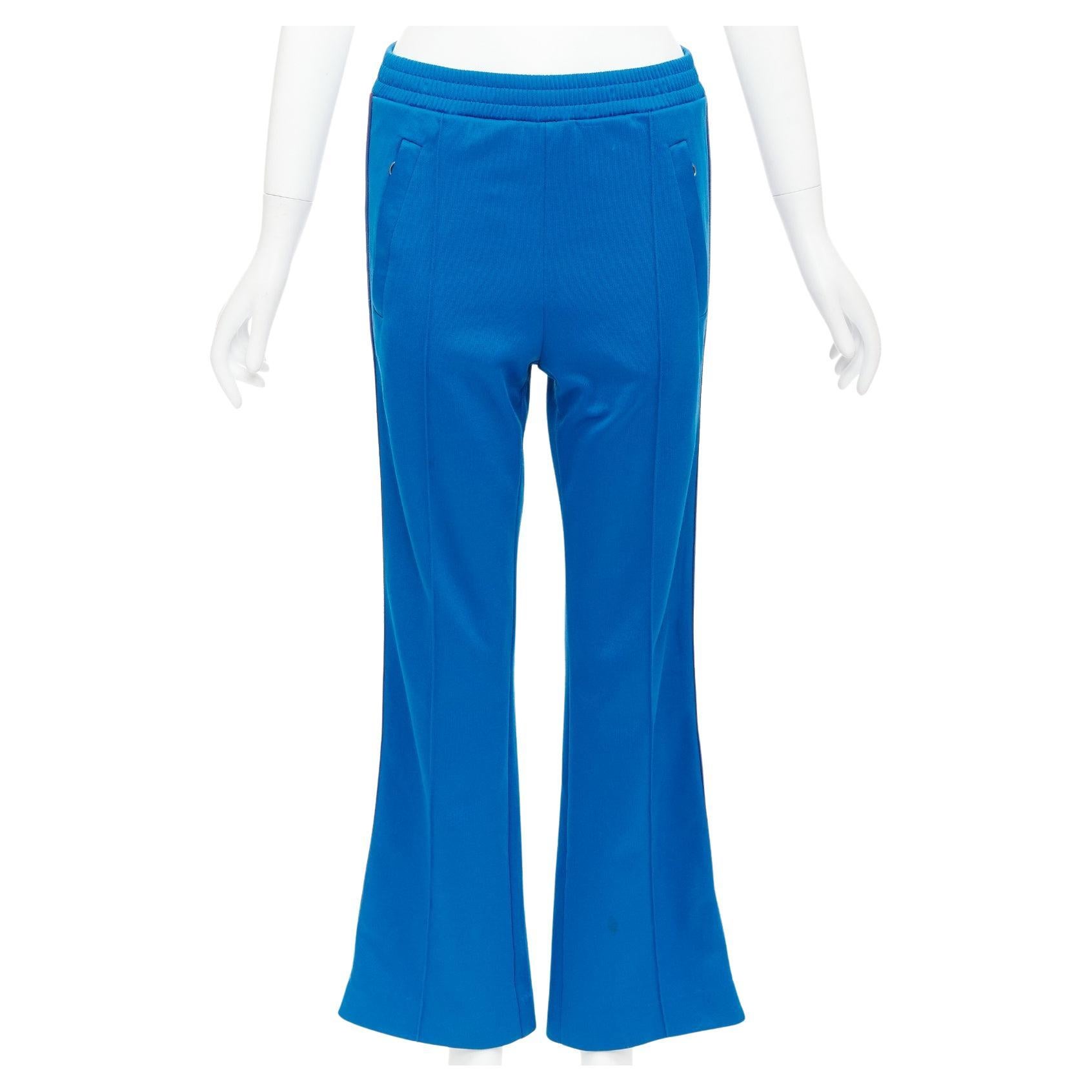 GUCCI blue red webbing trims flare cropped track pants S For Sale