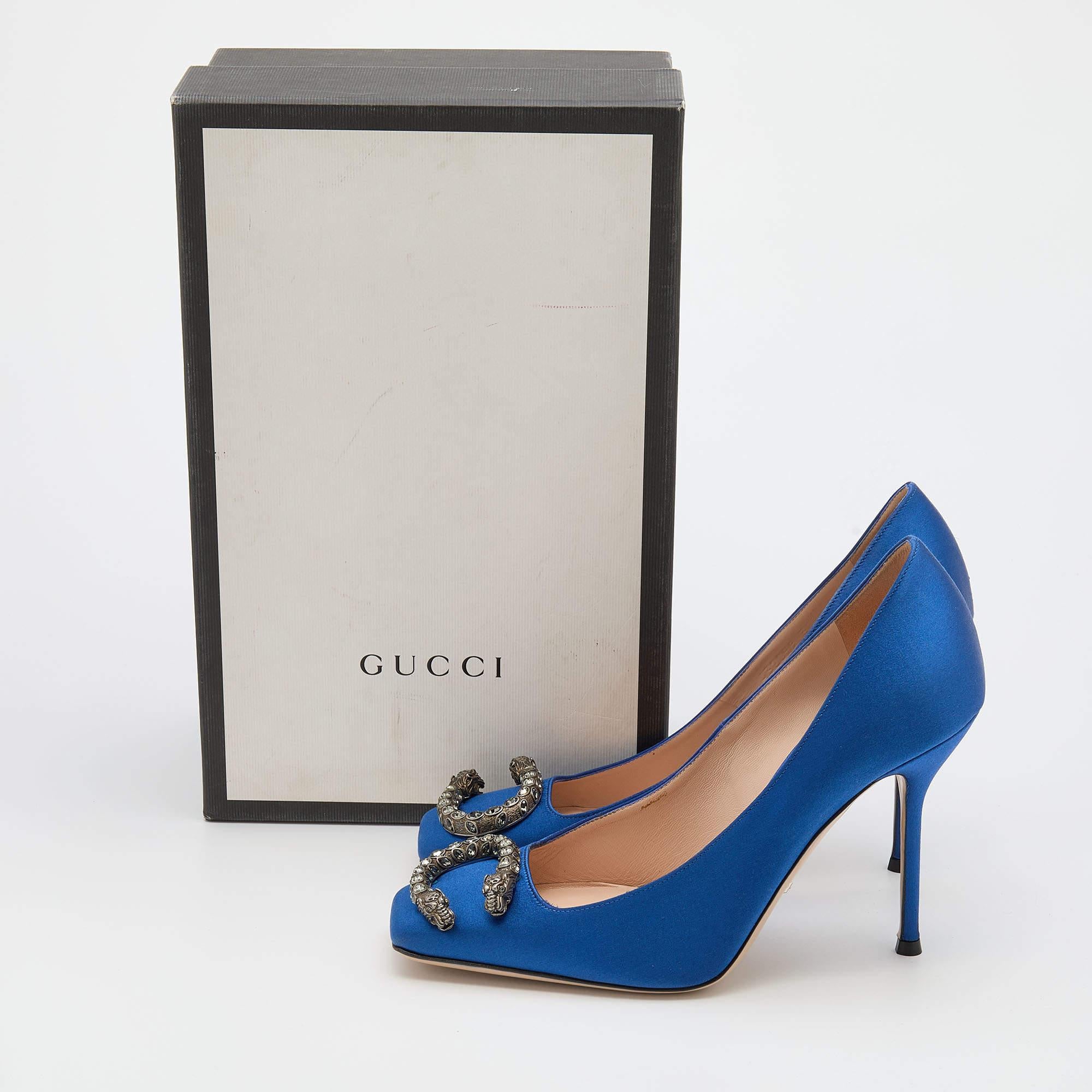 Gucci Blue Satin Dionysus Pumps Size 38.5 6