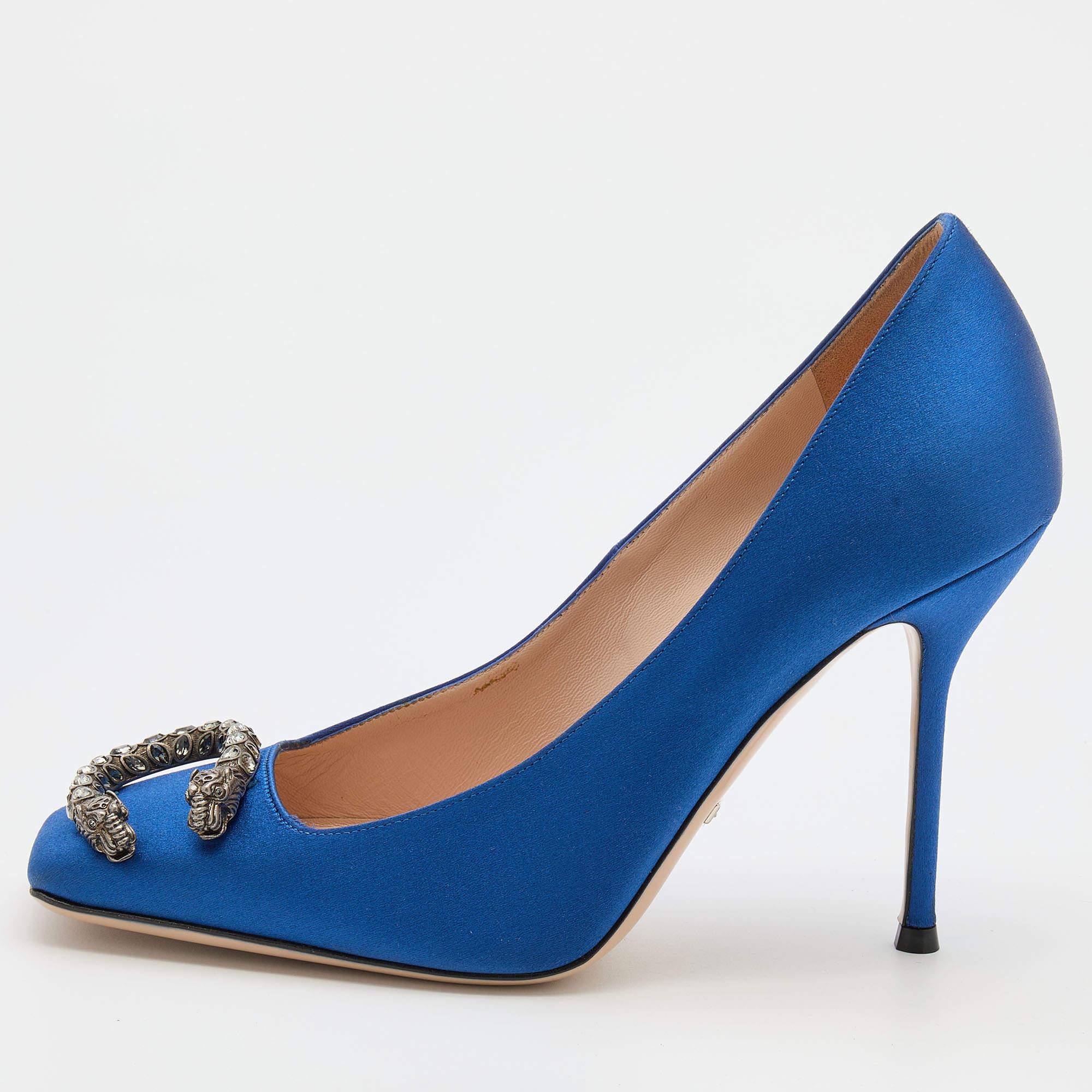 Gucci Blue Satin Dionysus Pumps Size 38.5 3