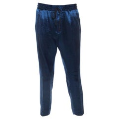 Gucci Blue Satin Striped Detail Jogging Pants XXL