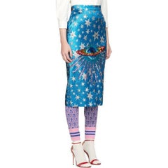 GUCCI Blue Sequin Metallic Jacquard Midi SKirt IT42 US 6-8