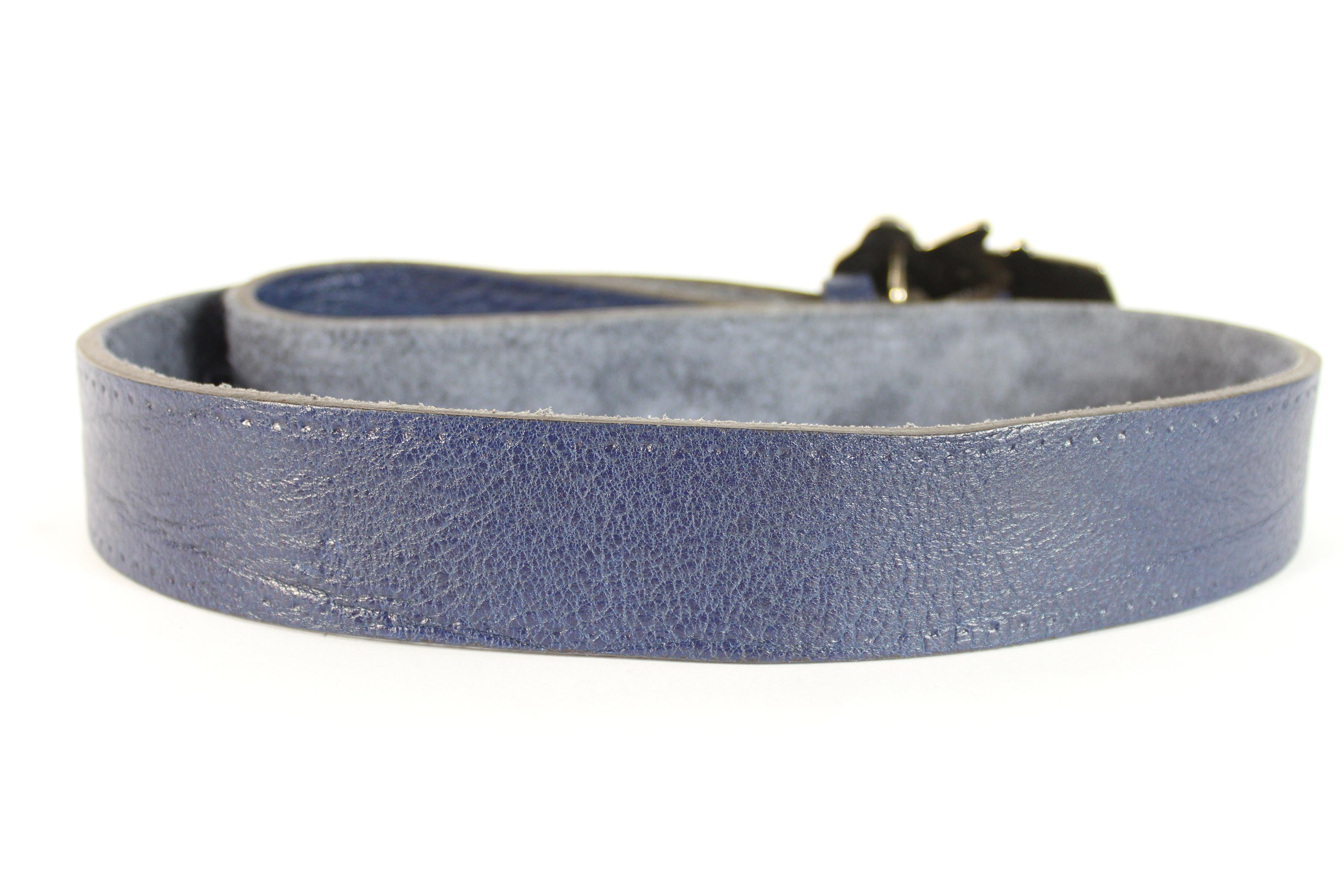 Gucci Blau Silber Leder Anker Schnalle Gürtel Herren