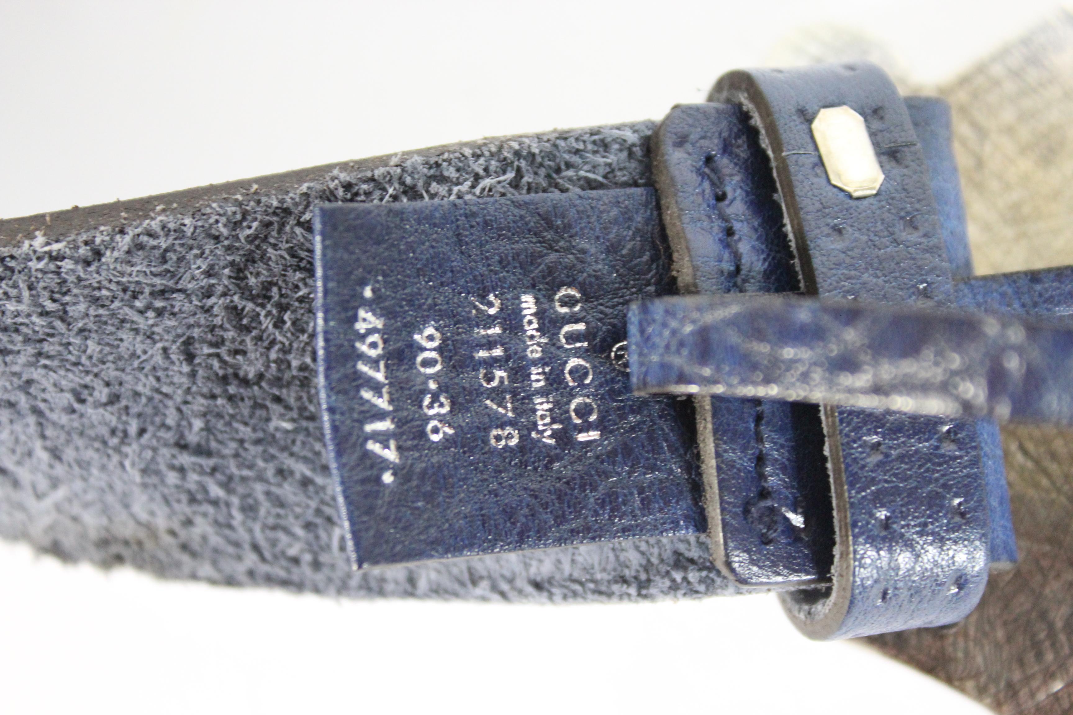 Gucci Blau Silber Leder Anker Schnalle Gürtel 1