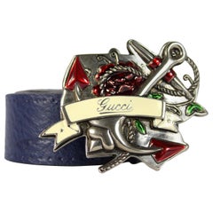 Gucci Blue Silver Leather Anchor Buckle Belt at 1stDibs  gucci anchor belt,  gucci belt silver buckle, anchor belt buckle