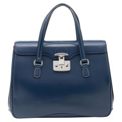 Gucci Blue Smooth Leather Lady Lock Satchel