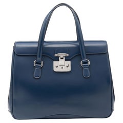 Gucci Blue Smooth Leather Lady Lock Satchel