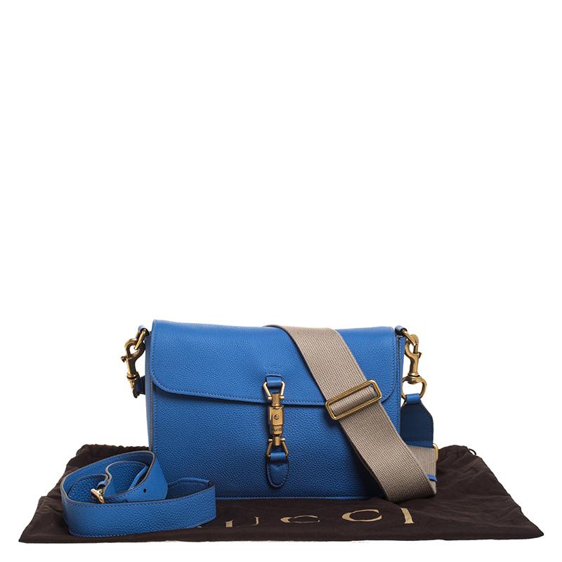 Gucci Blue Soft Leather Jackie Flap Shoulder Bag 8