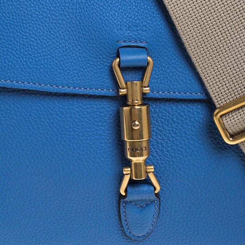 Gucci Blue Soft Leather Jackie Flap Shoulder Bag 4