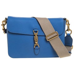 Gucci Blue Soft Leather Jackie Flap Shoulder Bag