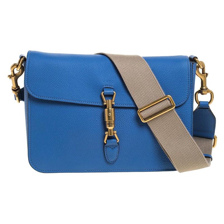 Gucci Blue Soft Leather Jackie Flap Shoulder Bag For Sale at 1stDibs