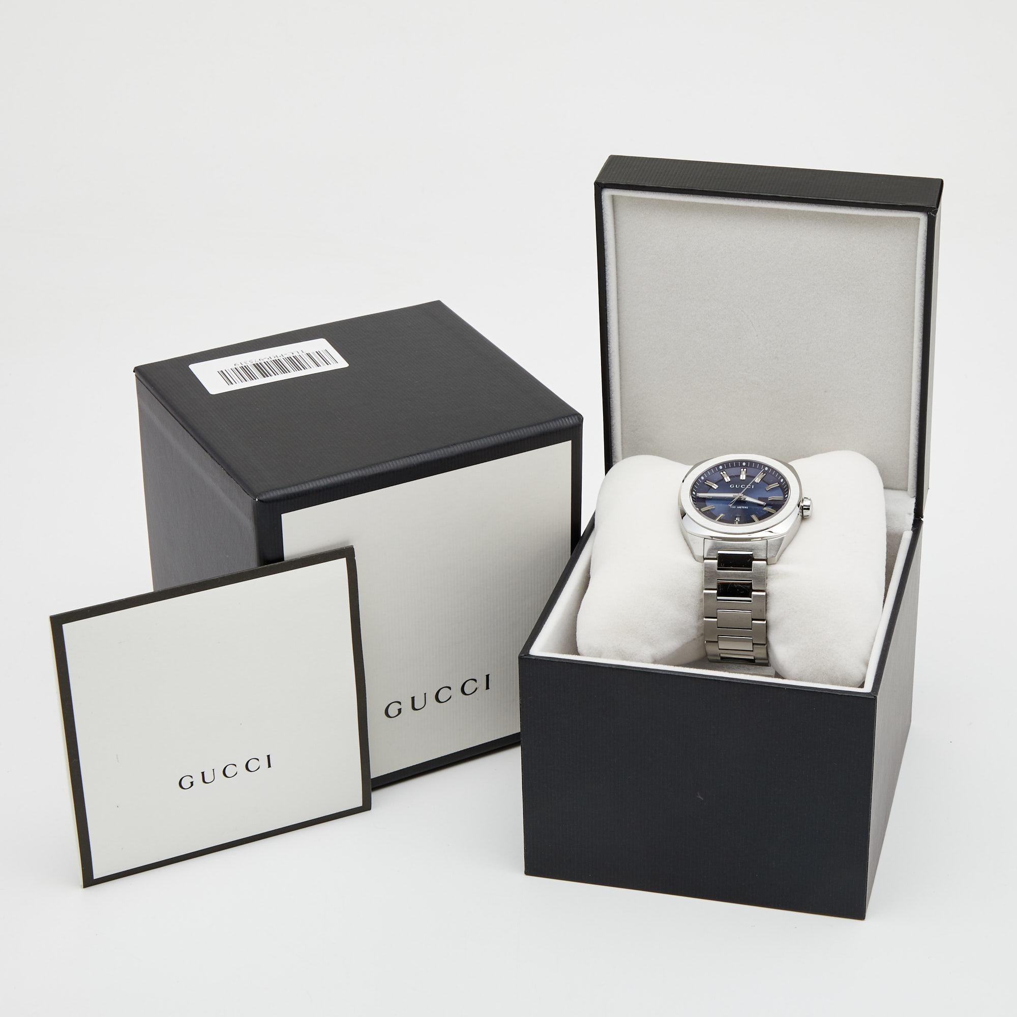 Gucci Blue Stainless Steel GG2570 Series YA142303 Men's Wristwatch 40 mm 1